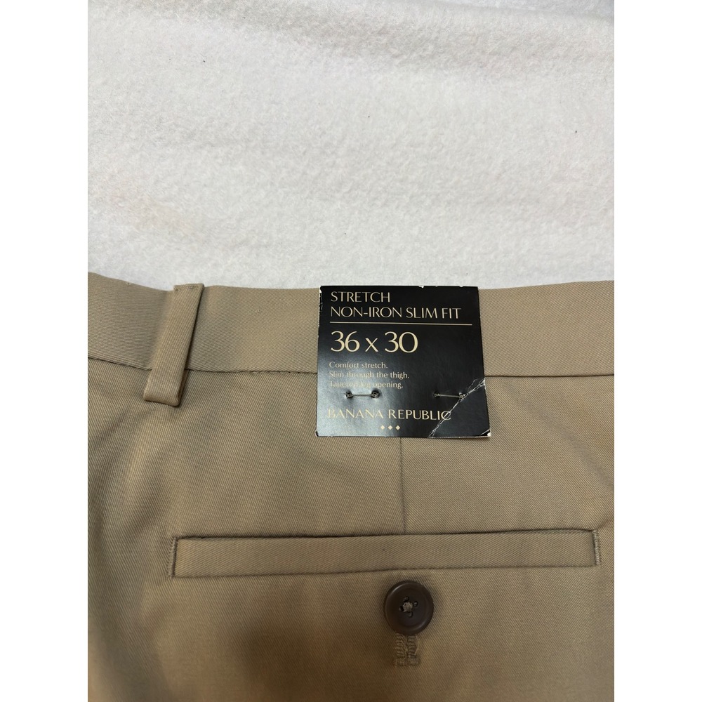 NWT Banana Republic Mens Performance Stretch Slim Fit Chino Pants Khaki 36x30 - Picture 5 of 9